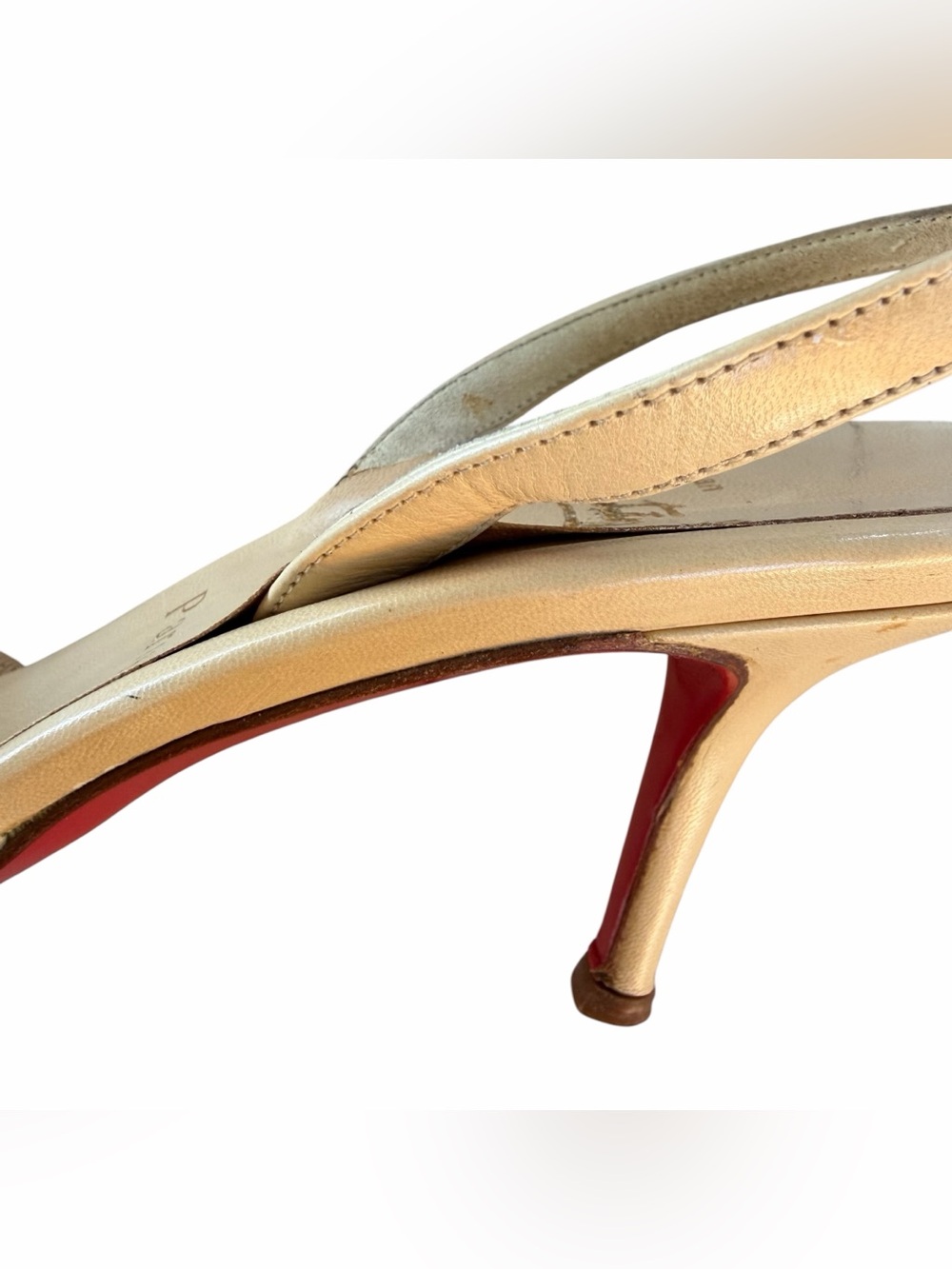 Christian Louboutin Beige and Black Mesh Slingback Sandals - Picture 14 of 15